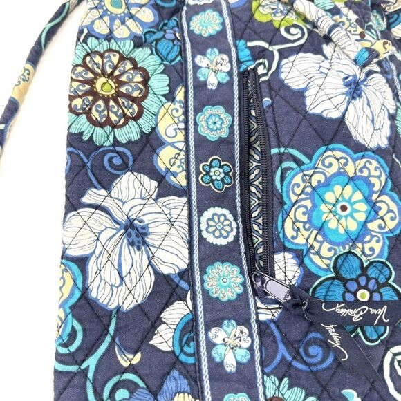 Vera Bradley Backpack Retired Mod Floral Blue Pattern Quilted Cotton Drawstring - Picture 7 of 13